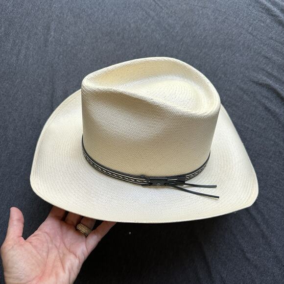 VTG Resistol Straw Cowboy Hat Long Oval George Strait Natural Sz 7 1/8